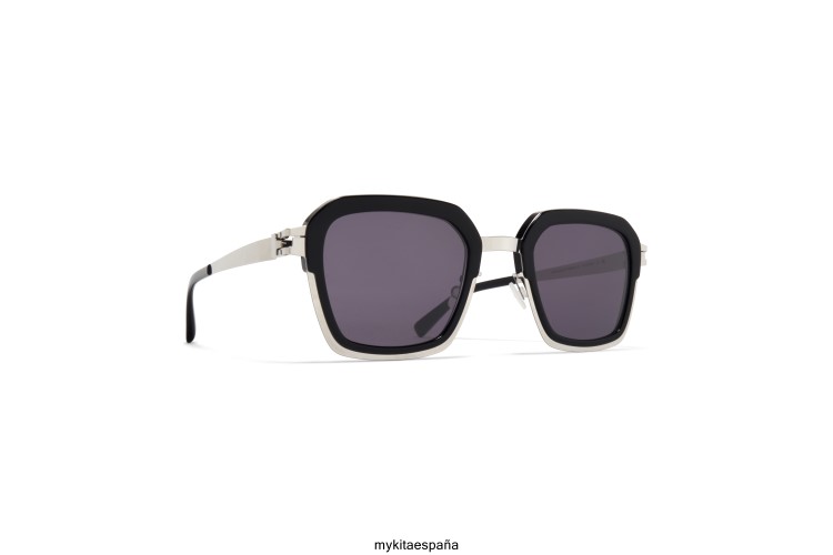 brumoso montura: a81 plata brillante/negro|lente: gris frío sólido acetato MYKITA ERT23231