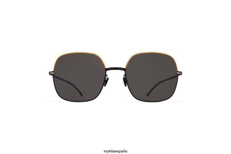 Magda montura: oro/negro azabache|lente: gris oscuro sólido décadas MYKITA ERT23110
