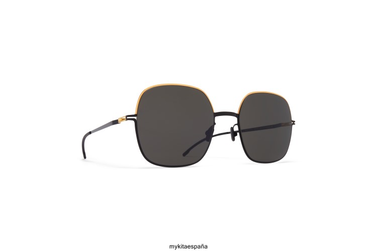 Magda montura: oro/negro azabache|lente: gris oscuro sólido décadas MYKITA ERT23110