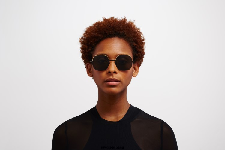 Magda montura: oro/negro azabache|lente: gris oscuro sólido décadas MYKITA ERT23110