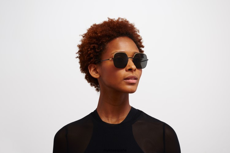 Magda montura: oro/negro azabache|lente: gris oscuro sólido décadas MYKITA ERT23110