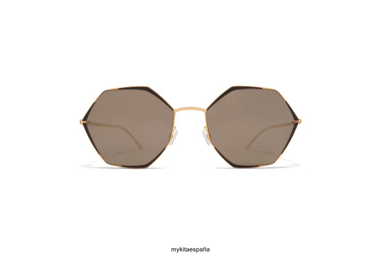 alessia montura: oro/negro azabache|lente: gris brillante sólido décadas MYKITA ERT23104