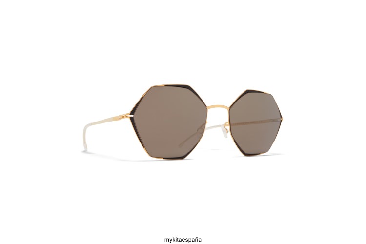 alessia montura: oro/negro azabache|lente: gris brillante sólido décadas MYKITA ERT23104