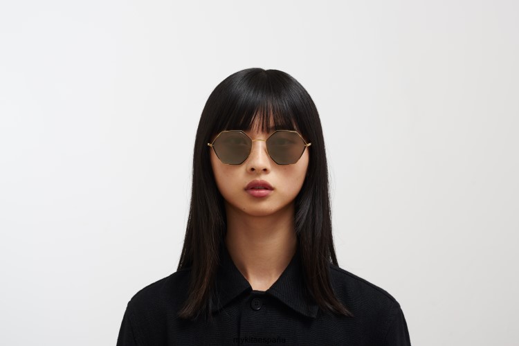 alessia montura: oro/negro azabache|lente: gris brillante sólido décadas MYKITA ERT23104