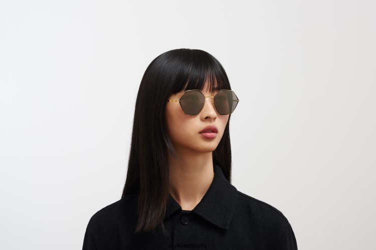 alessia montura: oro/negro azabache|lente: gris brillante sólido décadas MYKITA ERT23104