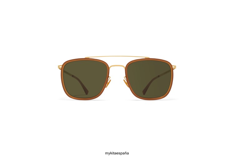 Jeppe montura: a56 dorado brillante/marrón oscuro|lente: verde crudo sólido ligero MYKITA ERT2326