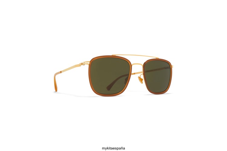 Jeppe montura: a56 dorado brillante/marrón oscuro|lente: verde crudo sólido ligero MYKITA ERT2326