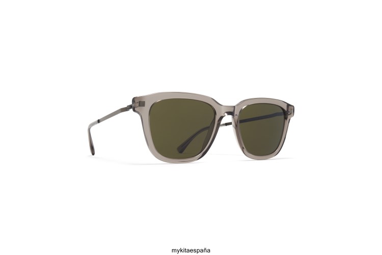 encina montura: c153 ceniza transparente/grafito|lente: verde crudo sólido ligero MYKITA ERT23117