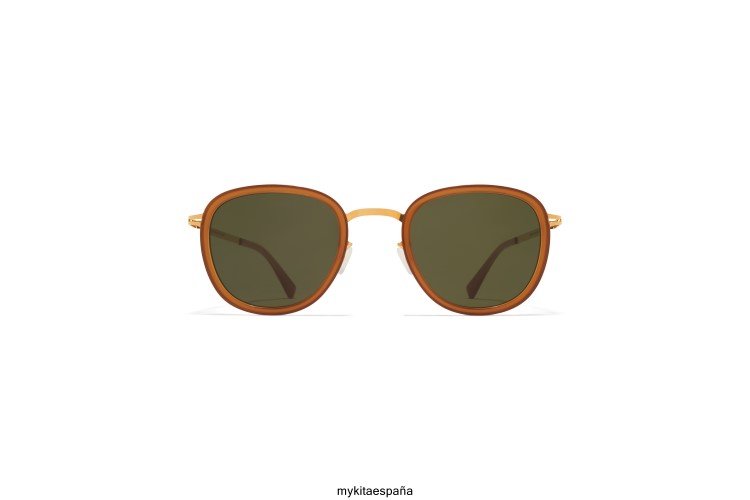 helmi montura: a56 dorado brillante/marrón oscuro|lente: verde crudo sólido ligero MYKITA ERT23196