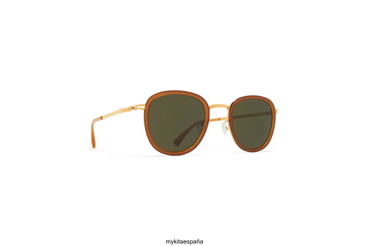 helmi montura: a56 dorado brillante/marrón oscuro|lente: verde crudo sólido ligero MYKITA ERT23196