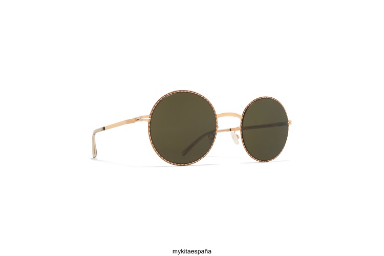 lale montura: oro champán/negro|lente: verde crudo sólido ligero MYKITA ERT23183