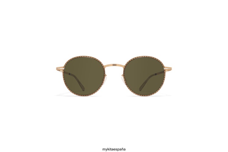 nis montura: oro champán/negro|lente: verde crudo sólido ligero MYKITA ERT23210