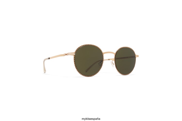 nis montura: oro champán/negro|lente: verde crudo sólido ligero MYKITA ERT23210