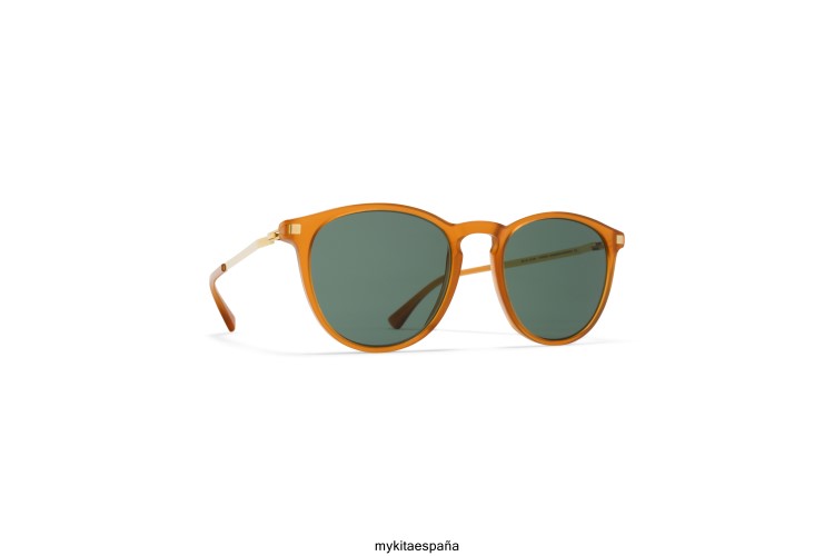 nukka montura: c23 ámbar oscuro/oro brillante|lente: verde oscuro sólido ligero MYKITA ERT23211