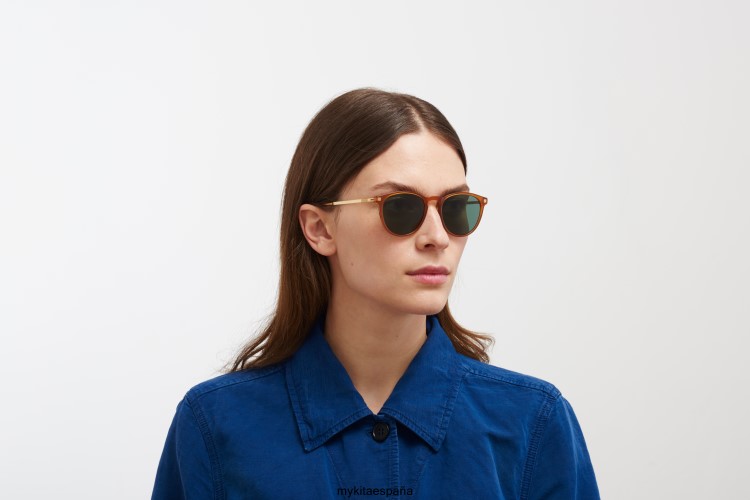 nukka montura: c23 ámbar oscuro/oro brillante|lente: verde oscuro sólido ligero MYKITA ERT23211