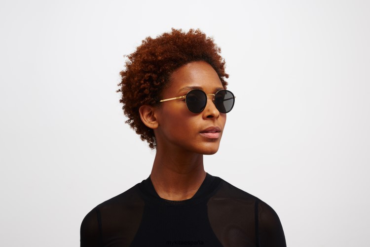 tuvá montura: a15 dorado brillante/negro|lente: gris oscuro sólido ligero MYKITA ERT23222