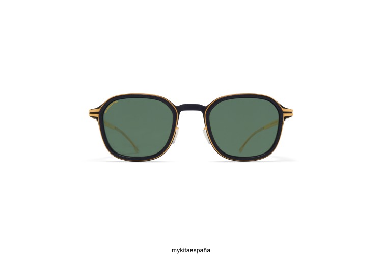 abeto montura: mh7 pitch black/glossy gold|lente: polarized pro green 15 milón MYKITA ERT23144
