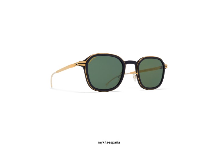 abeto montura: mh7 pitch black/glossy gold|lente: polarized pro green 15 milón MYKITA ERT23144