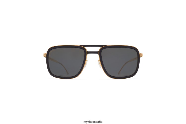 abeto montura: mh7 pitch black/glossy gold|lente: polarized pro hi-con grey milón MYKITA ERT2355