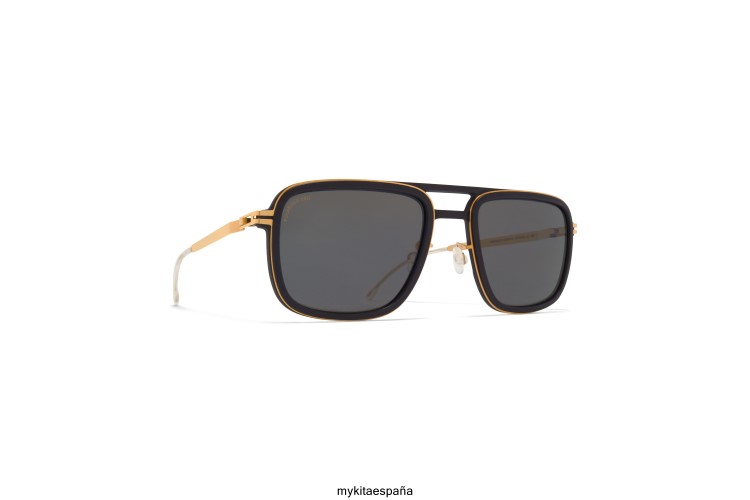 abeto montura: mh7 pitch black/glossy gold|lente: polarized pro hi-con grey milón MYKITA ERT2355