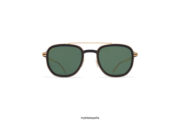 aliso montura: mh7 pitch black/glossy gold|lente: polarized pro green 15 milón MYKITA ERT2346