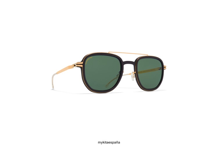 aliso montura: mh7 pitch black/glossy gold|lente: polarized pro green 15 milón MYKITA ERT2346